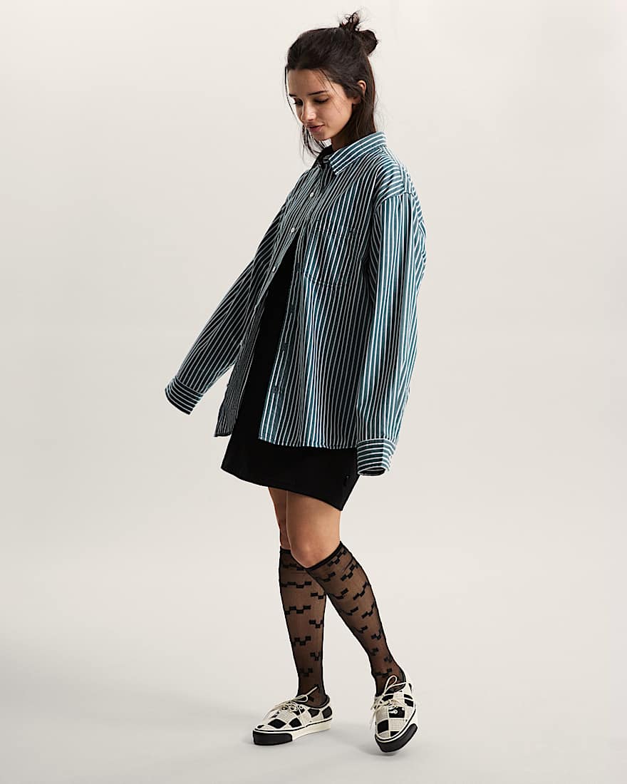 Dobby Stripe LS Shirt Mystic Moss VANS Grn ALT9