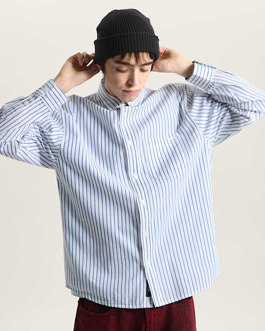 Premium Dobby Stripe Langarmshirt VANS Wei ALT2