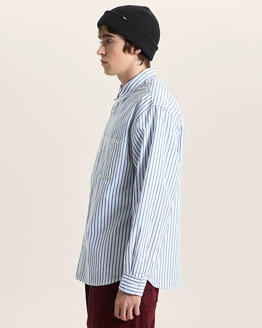 Dobby Stripe LS Shirt White VANS Wei ALT4