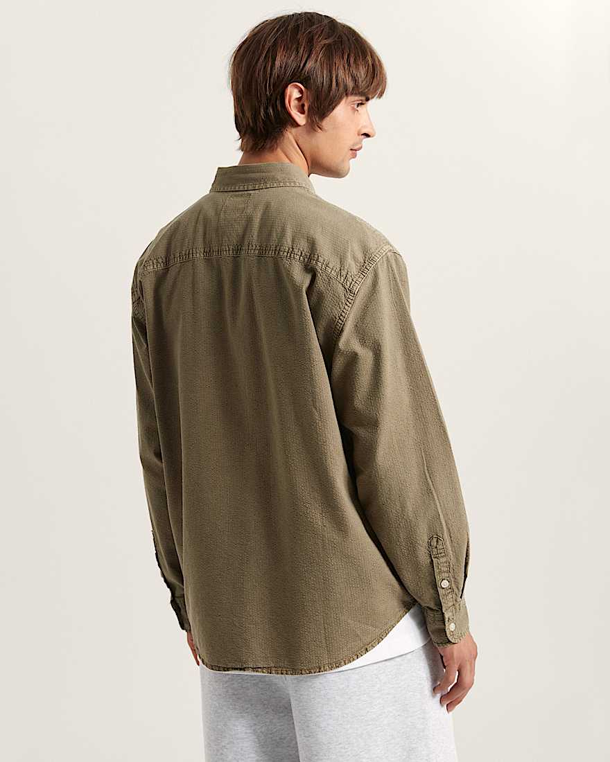 Pigmentgefrbtes Lawson SeersuckerLangarmhemd VANS Braun ALT3