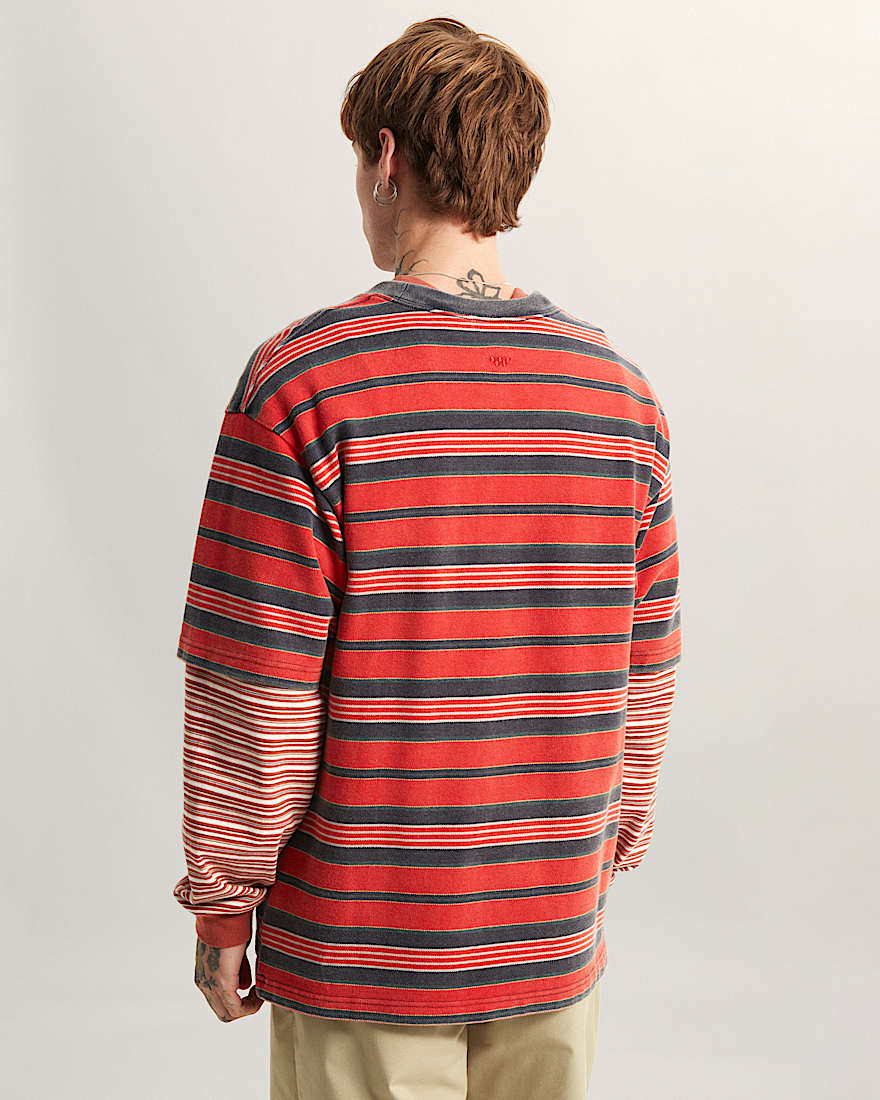 StrickTShirt mit PiquStreifen VANS Rot ALT4