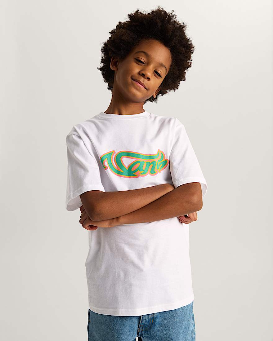 Kinder Wavy Script TShirt 814 Jahre VANS Wei ALT2