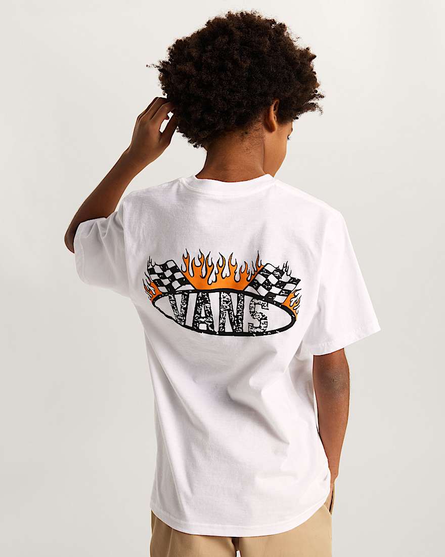 Kinder Racing Flames TShirt 814 Jahre VANS Wei ALT3