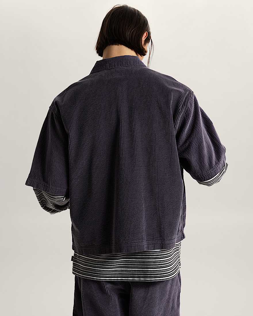 Premium Button Up Hemd aus Cord VANS Grau ALT3