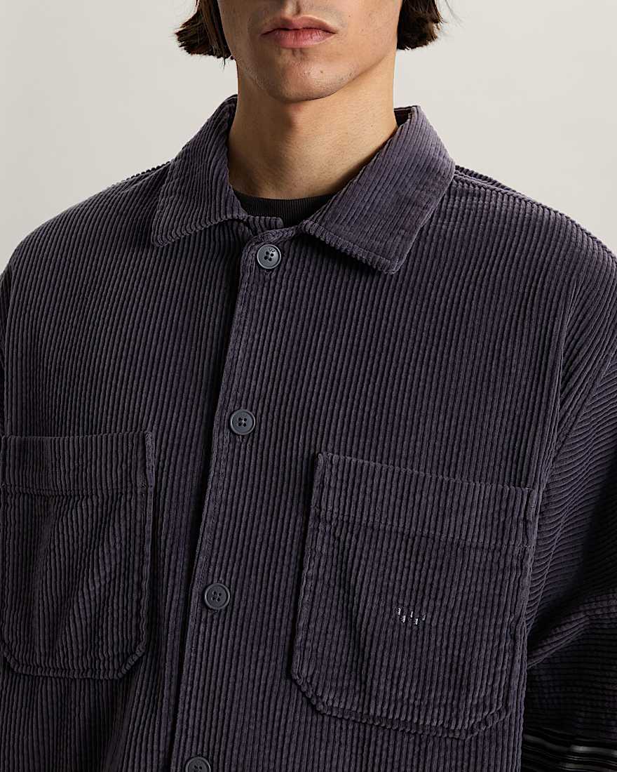 Premium Button Up Hemd aus Cord VANS Grau ALT5