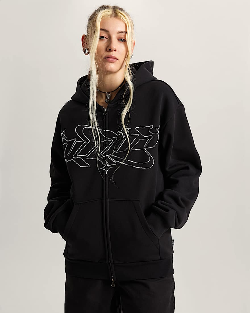 Y2K Star Hoodie mit Reiverschluss VANS Schwarz ALT2