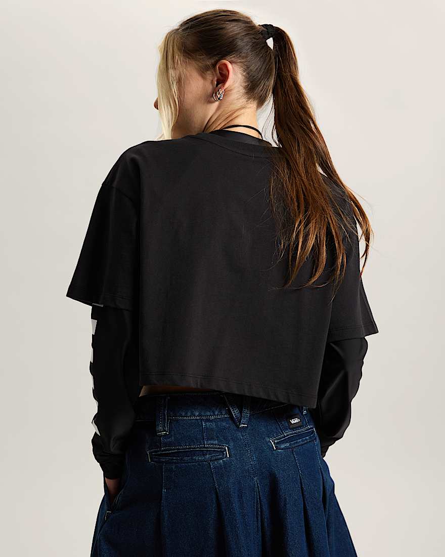 Y2K Boho Relax Crop TShirt VANS Schwarz ALT3