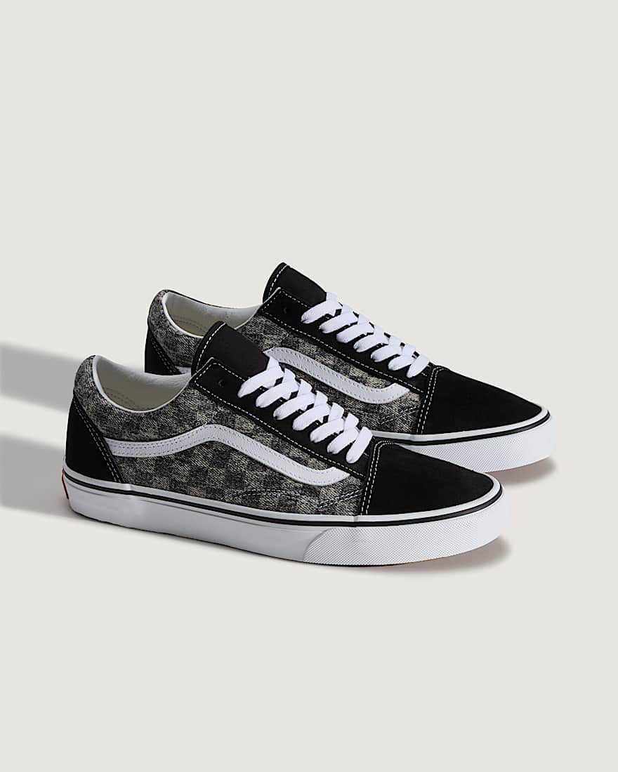 Old Skool Denim Checkerboard Schuhe VANS Schwarz ALT1