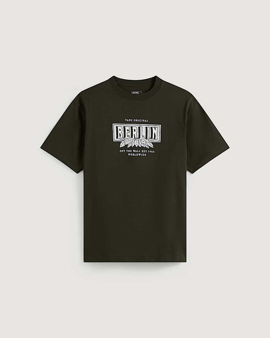 Berlin Off The Wall SS Tee Obsidian Fern VANS Grn HERO