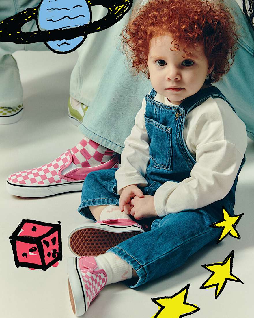 Kleinkinder Classic SlipOn V Checkerboard Schuhe 14 Jahre VANS Rosa ALT1