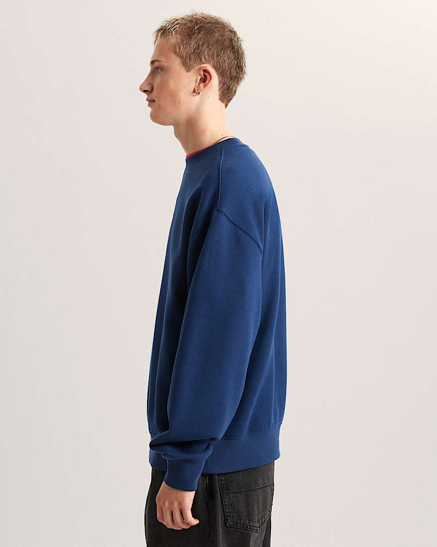 StretchSweatshirt mit Rundhalsausschnitt und Logo VANS Blau ALT4