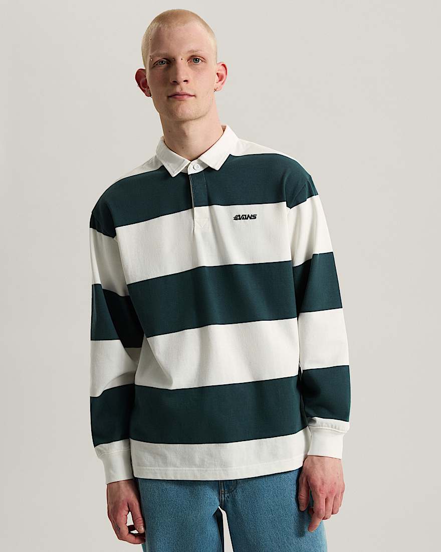 Ward Stripe Rugby Knit MarshmallowMysticMoss VANS Grn ALT2