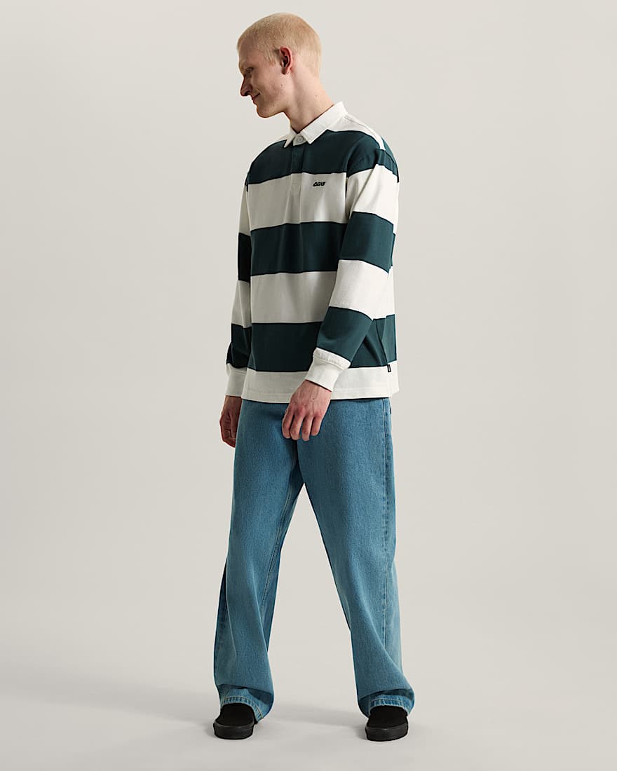 Ward Stripe Rugby Knit MarshmallowMysticMoss VANS Grn ALT5