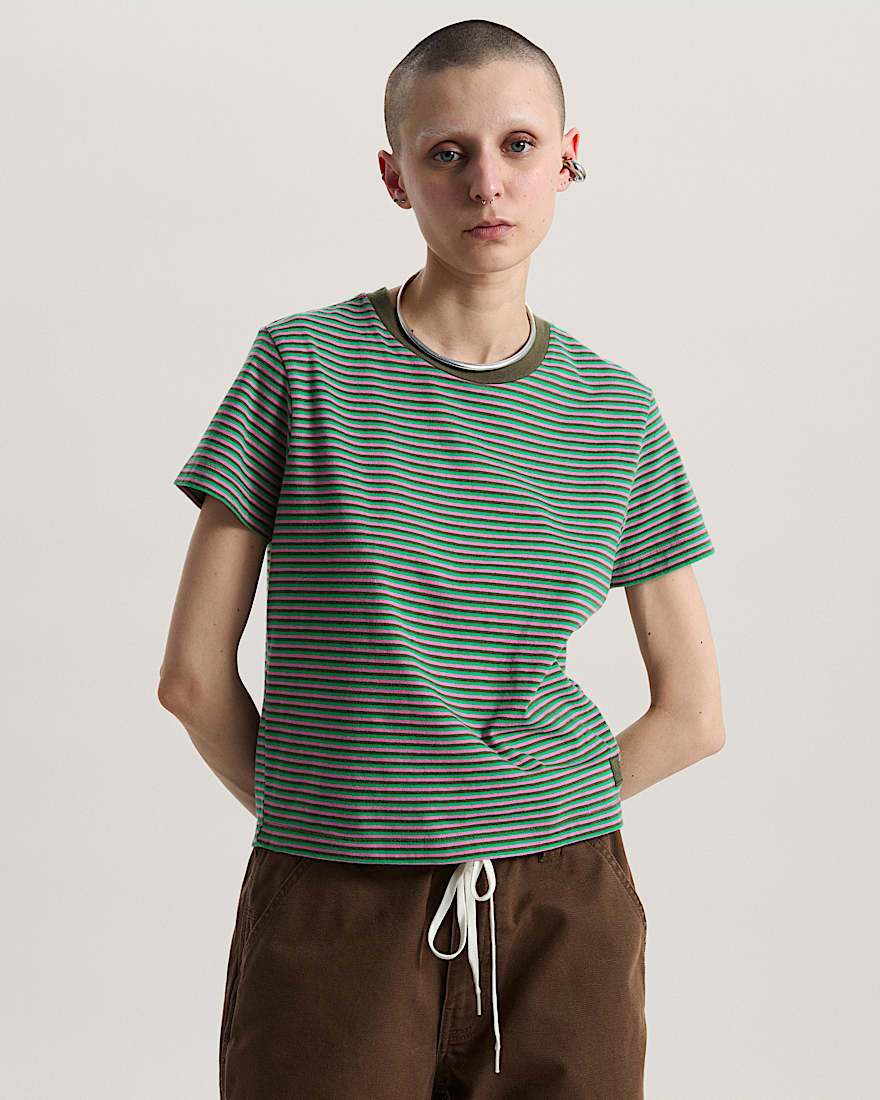 Salton Stripe TShirt  VANS Grn ALT2