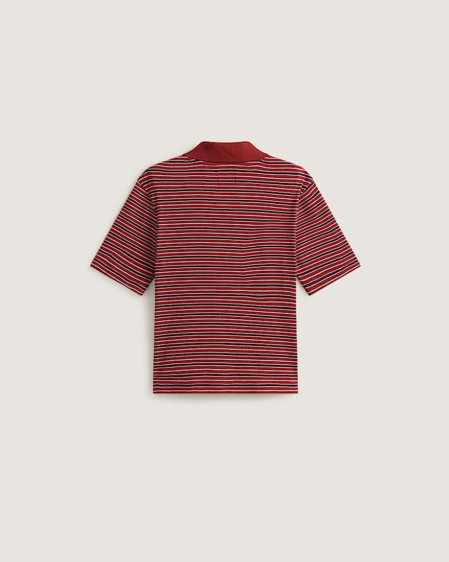 Priscilla Polo YD Stripe SS Top Poppy Ember VANS Rot ALT1