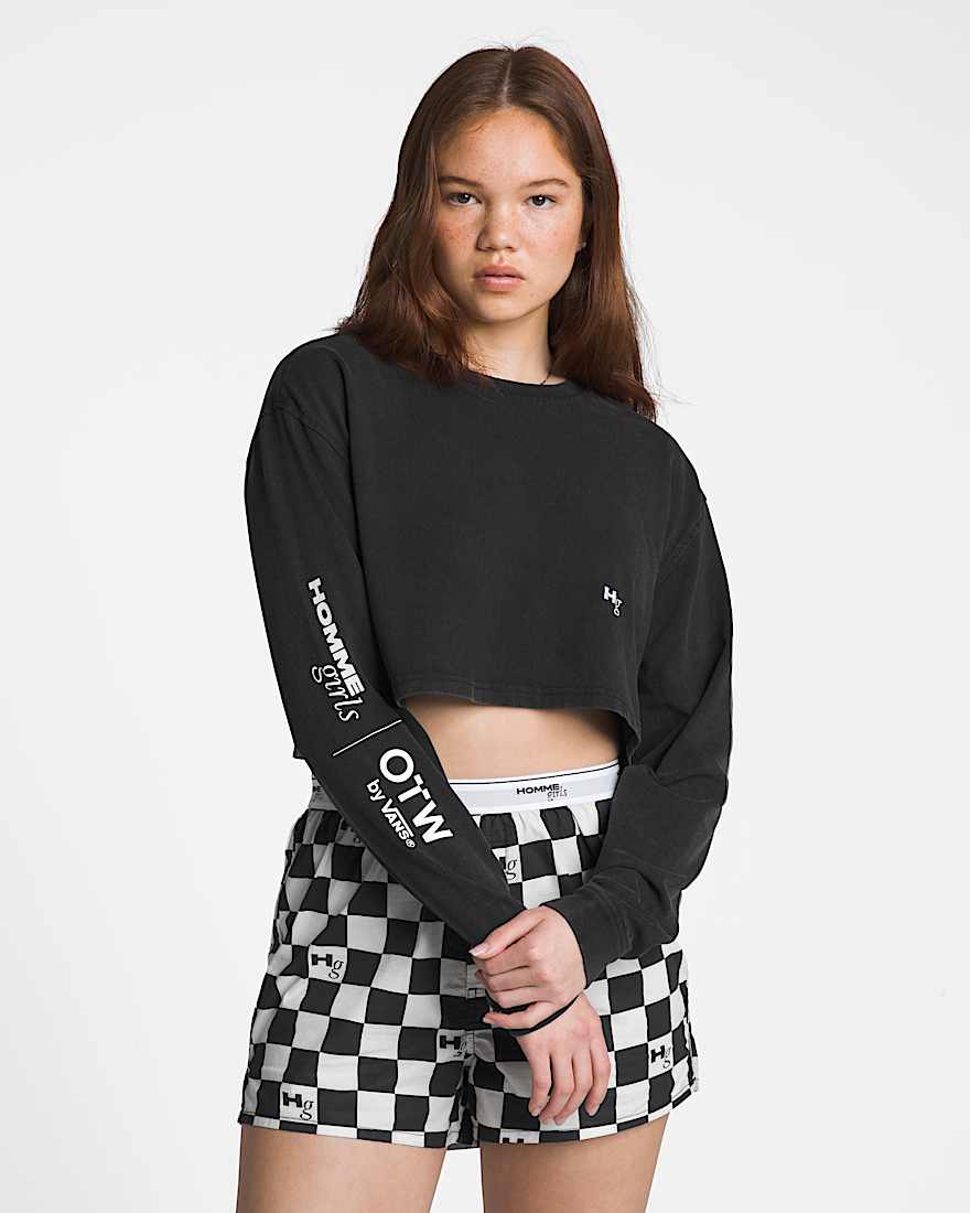 OTW Homme Girls LS Crop Tshirt Washed Black VANS Schwarz ALT3