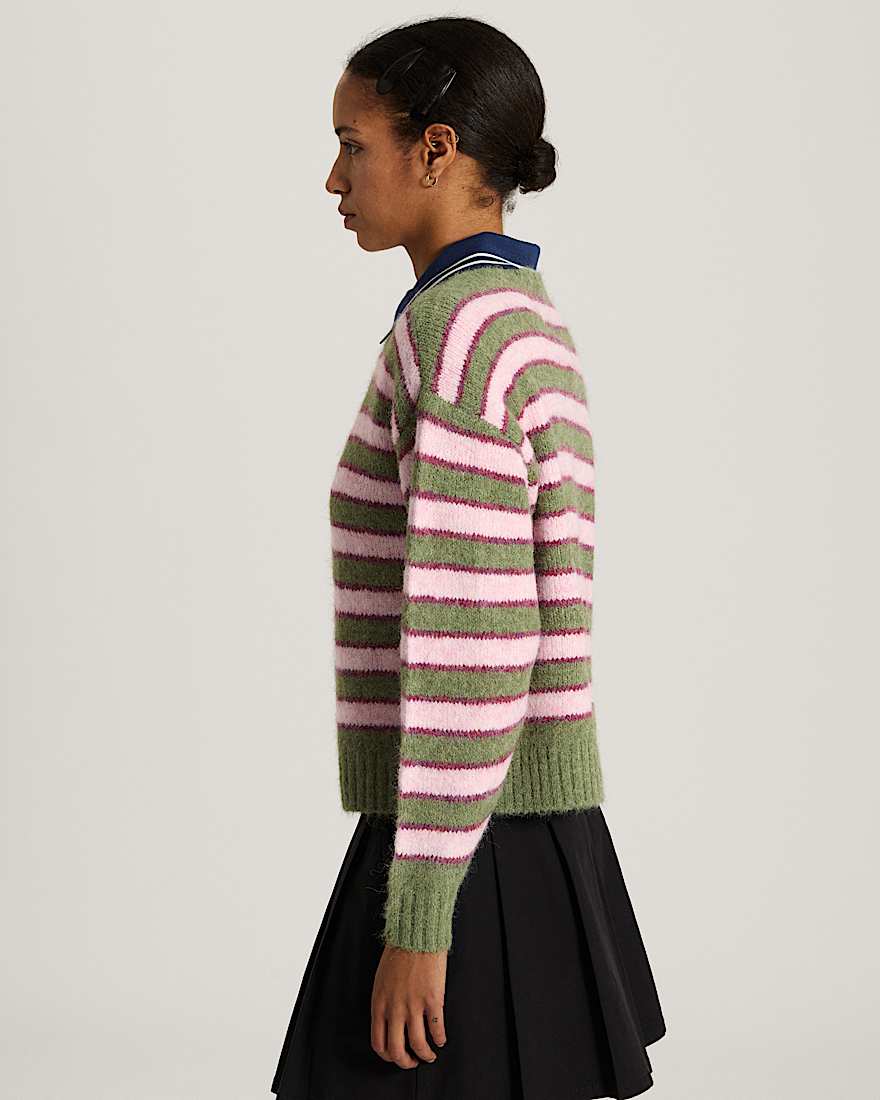 Rollins Stripe Sweater Green BalsamMystcMlbry VANS GrnViolett ALT4