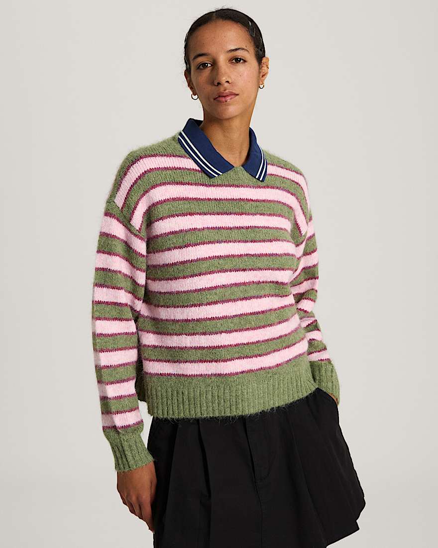Rollins Stripe Sweater Green BalsamMystcMlbry VANS GrnViolett ALT2