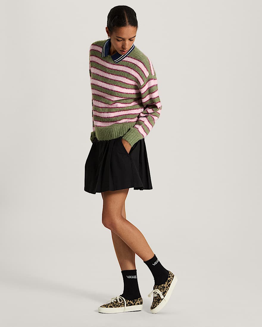 Rollins Stripe Sweater Green BalsamMystcMlbry VANS GrnViolett ALT5