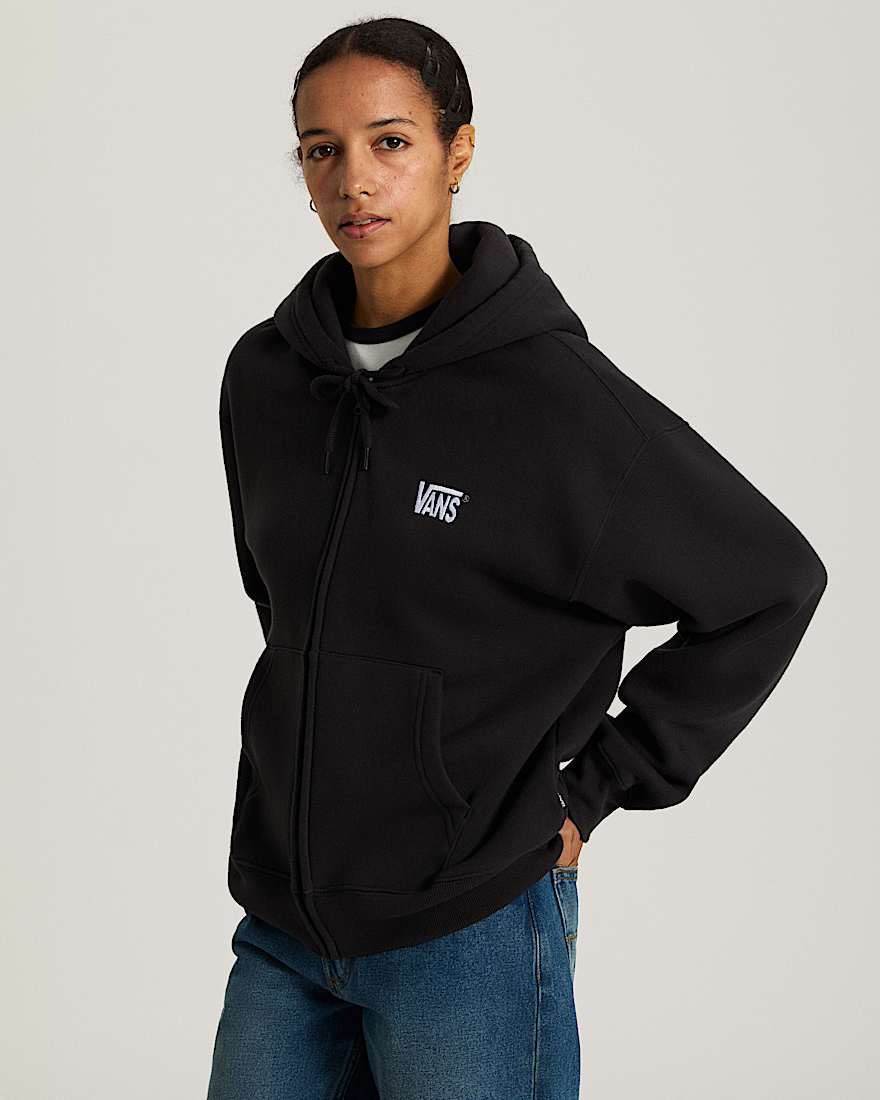 StretchKapuzenjacke mit Logo und Reiverschluss VANS Schwarz ALT6
