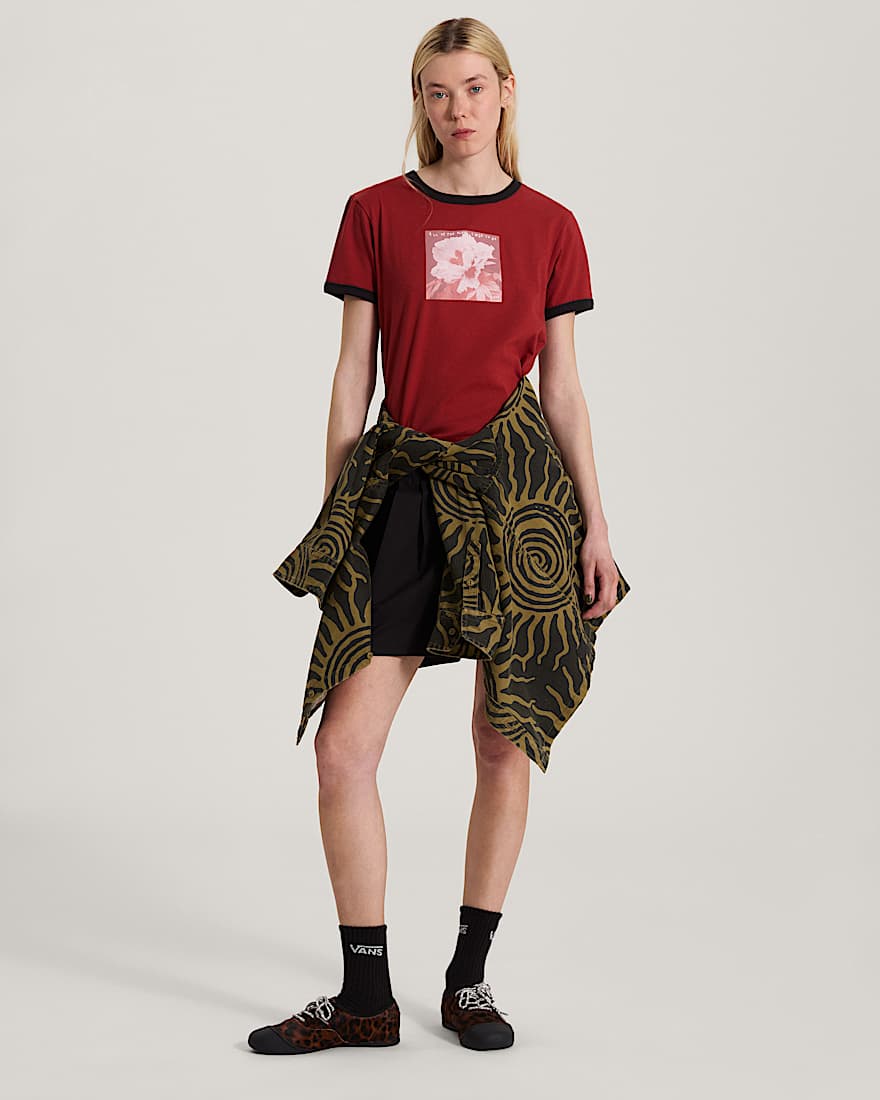 Places I Wish To Go Ringer SS Tee Poppy Ember VANS Rot ALT4