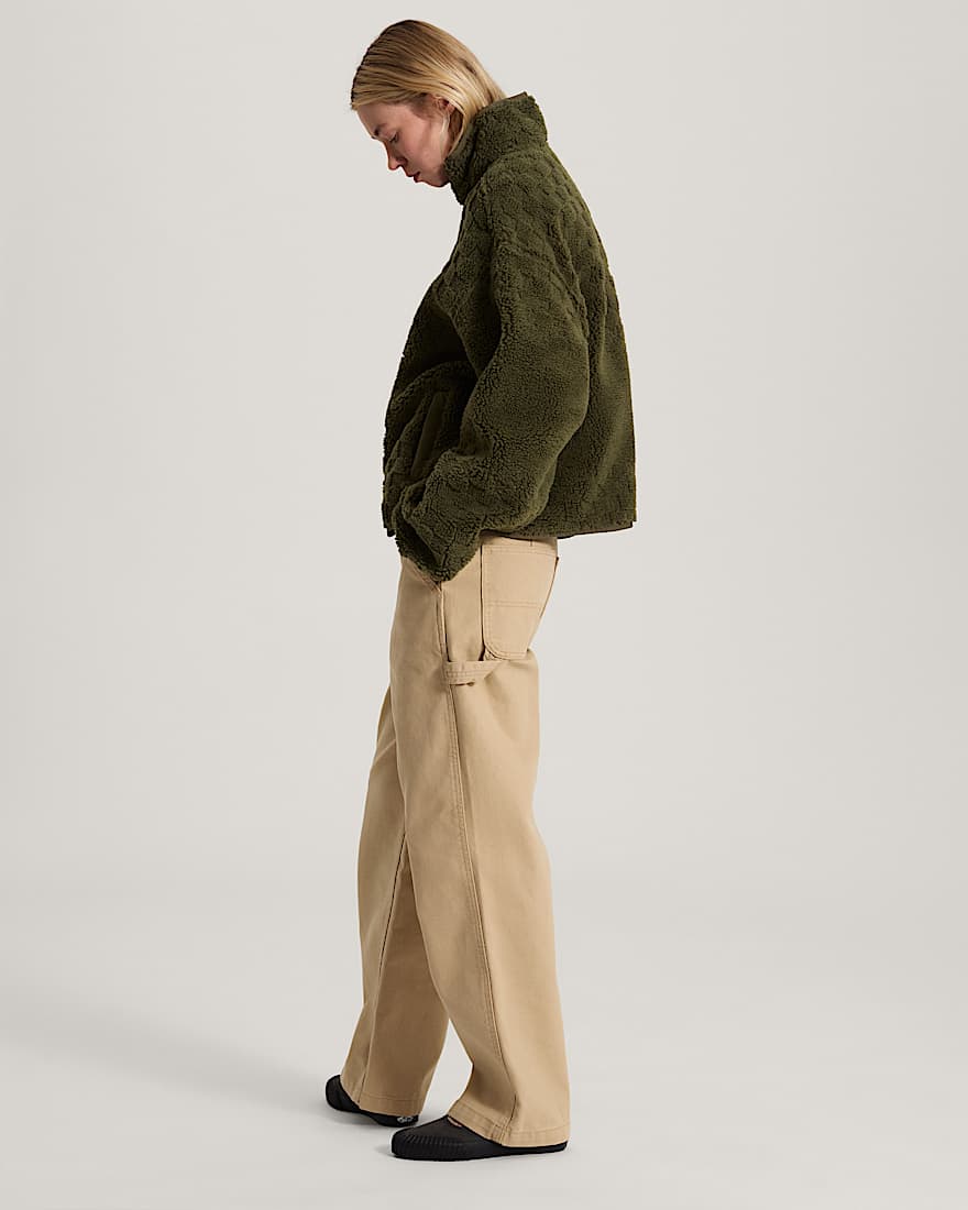 Queens High Pile Jacket Mossy Olive VANS Grn ALT5