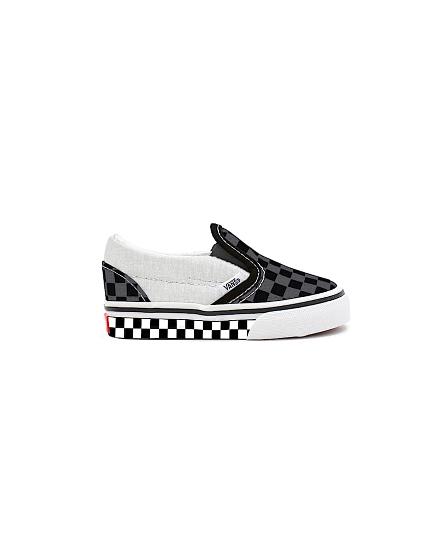 Chaussures Enfant Black Checkerboard Slip-On Personnalisées (1-4 ans)