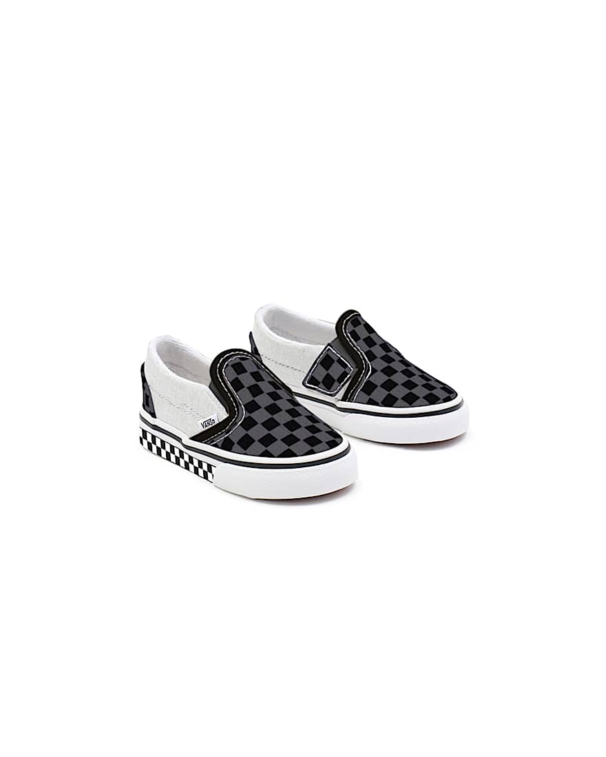 Chaussures Enfant Black Checkerboard Slip-On Personnalisées (1-4 ans) - 1