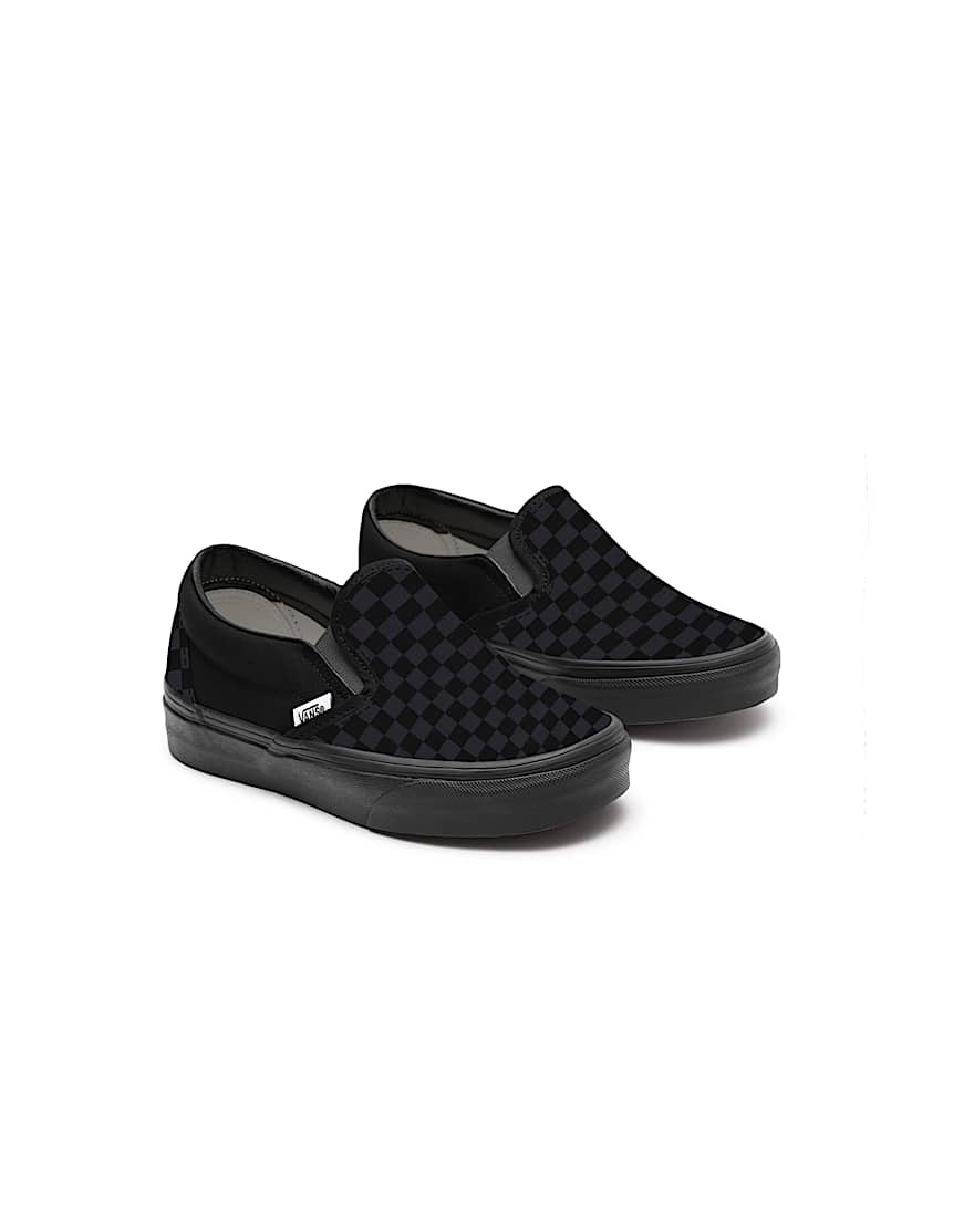 Toddler Customs Total Black Checkerboard Slip-On Shoes (1-4 years) - 1