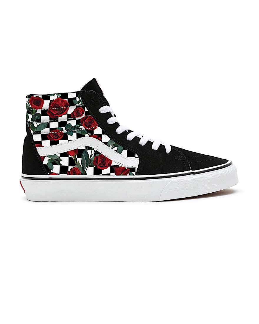 Gepersonaliseerde Checkerboard Roses Sk8-Hi
