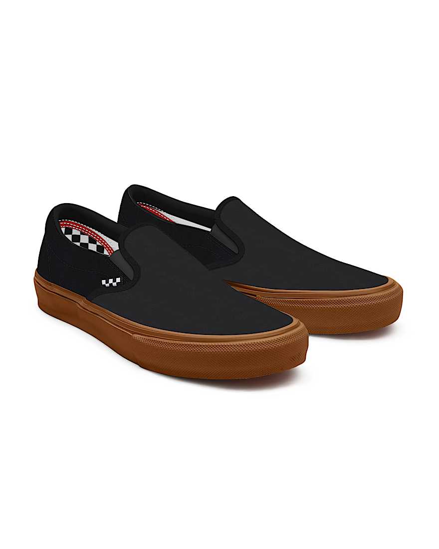 Black Leather Gum Sole Skate Slip-On Personalizadas - 1