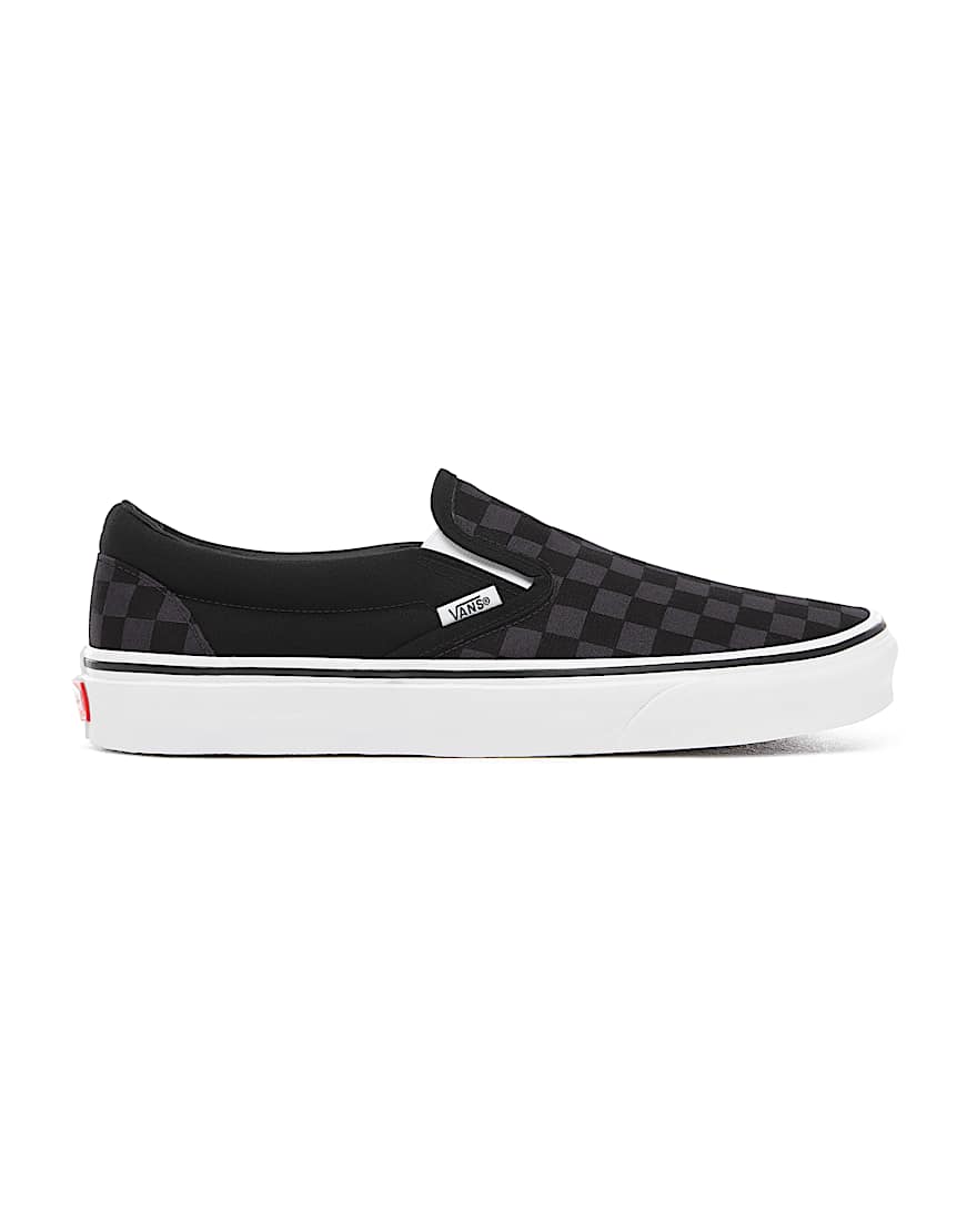 Black Checkerboard Slip-On Personalizadas de horma ancha