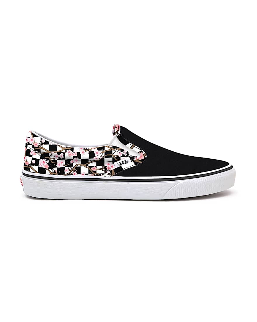 Cherry Blossom Checkerboard Slip-On Personalizadas de horma ancha