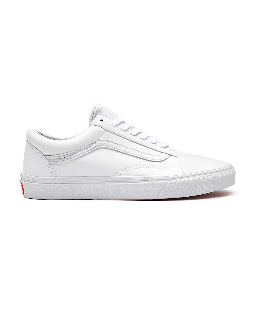 Total White Leather Old Skool Personalizadas de horma ancha
