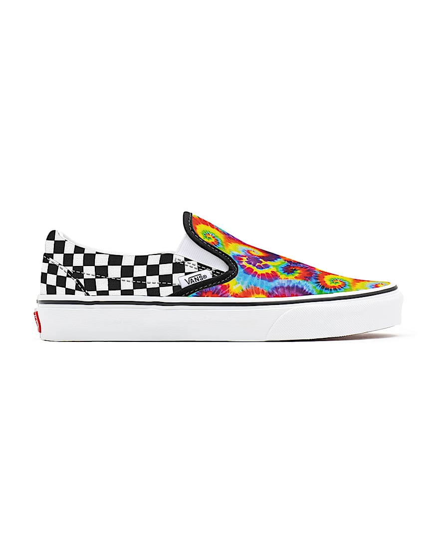 Gepersonaliseerde Rainbow Tie Dye Checkerboard Slip-on