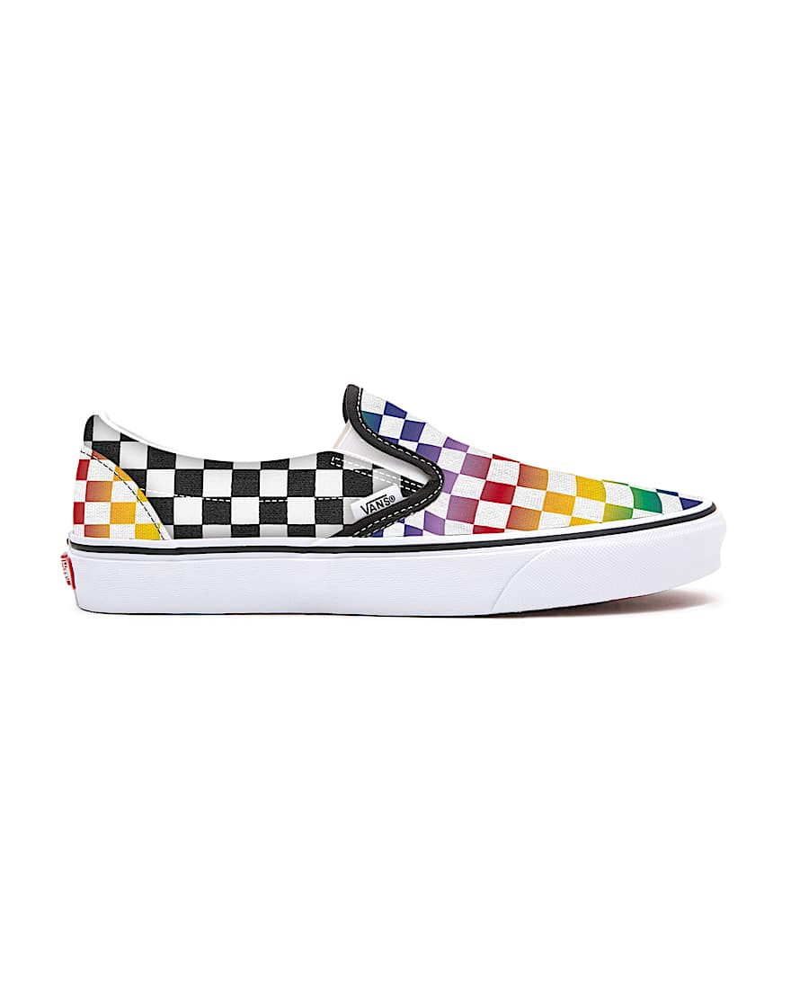 Gepersonaliseerde Rainbow Checkerboard Slip-On