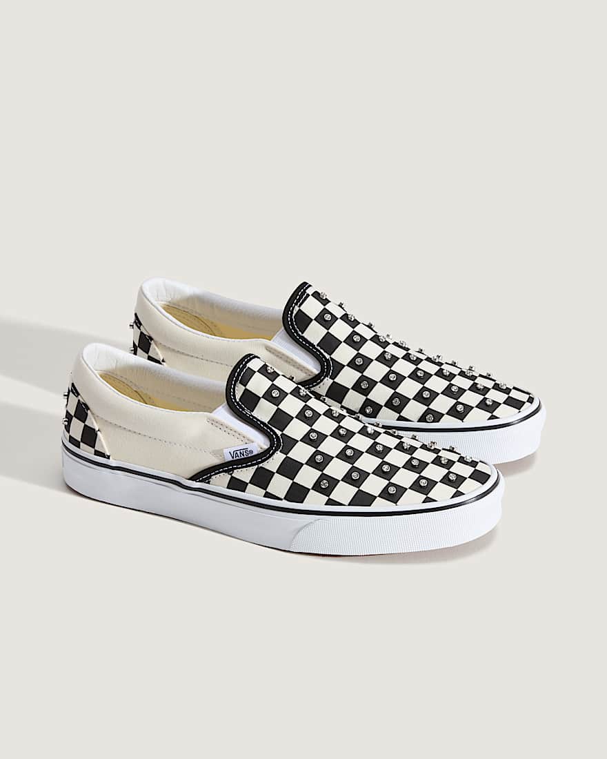 Slip-On Checkerboard Rhinestone Schuhe