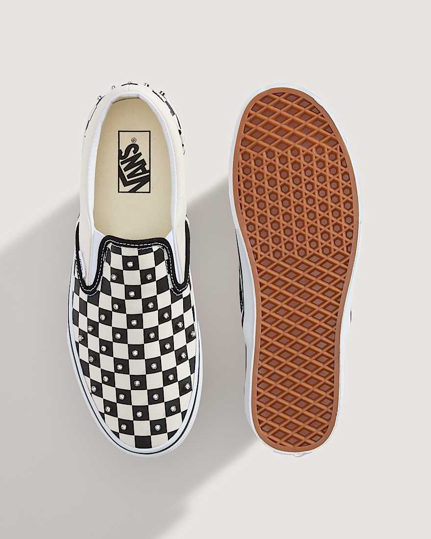 Slip-On Checkerboard Rhinestone Schuhe
