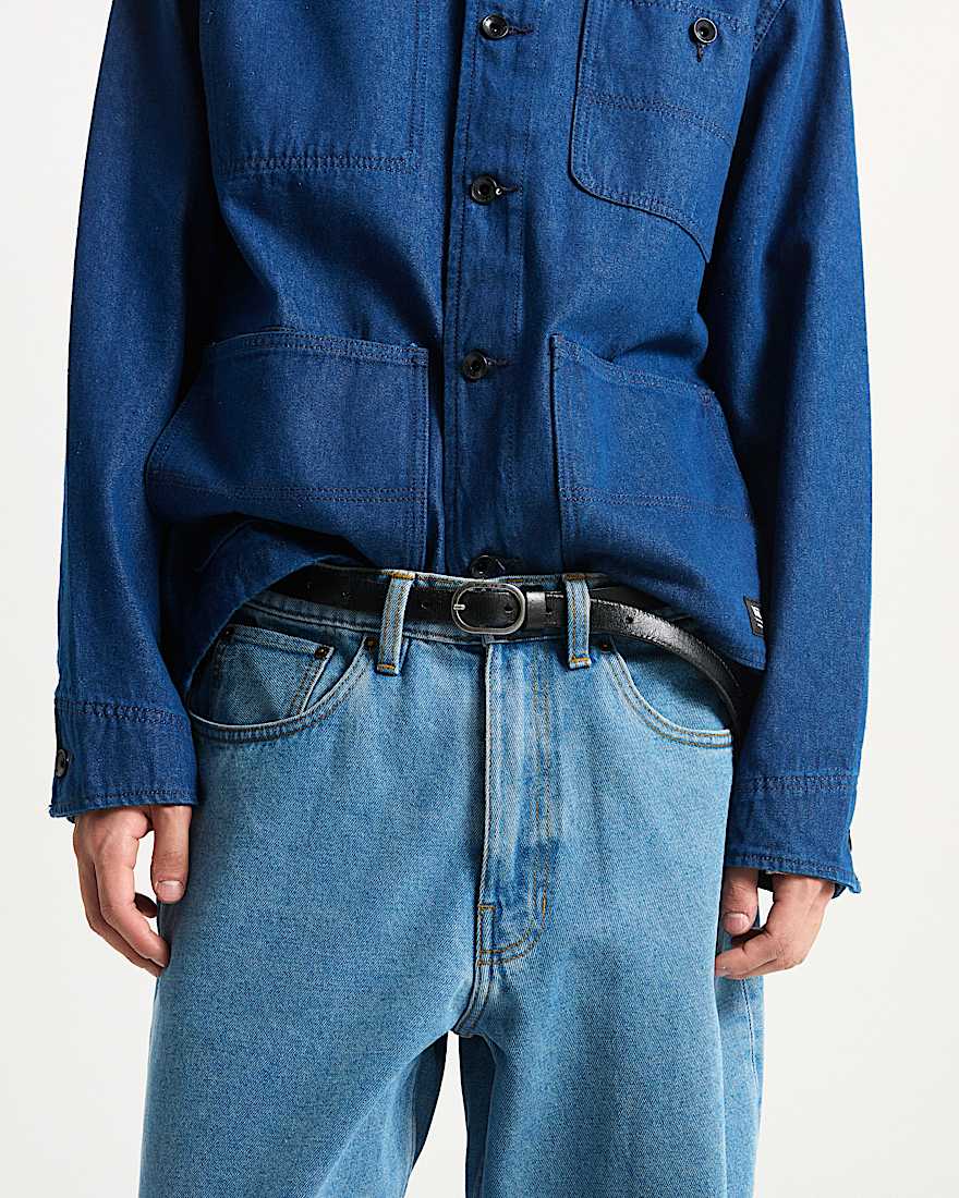 Check Leather Belt
