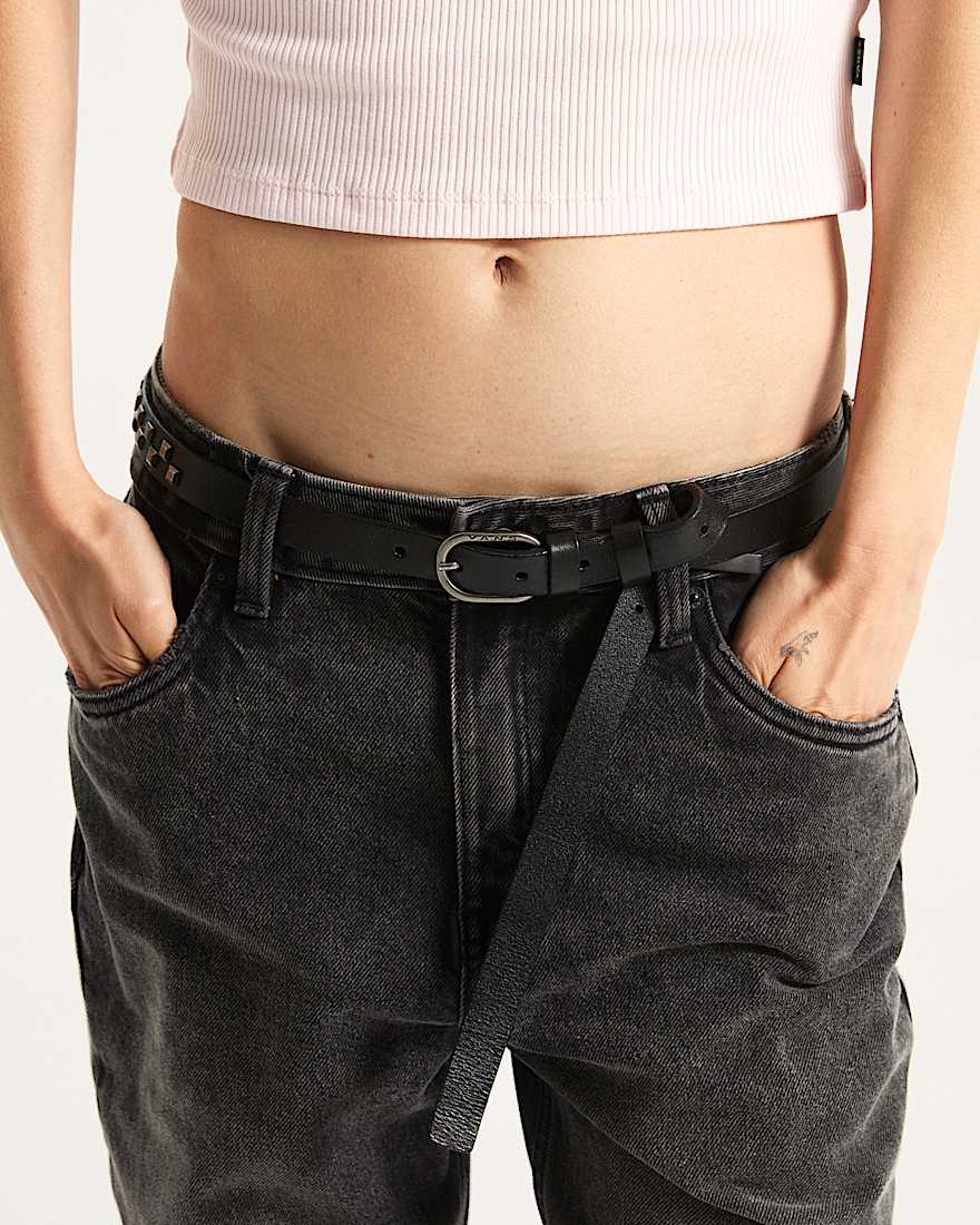 Check Leather Belt