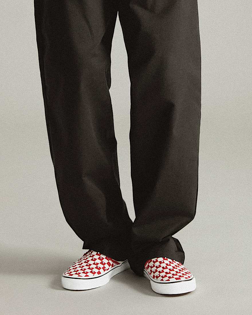 Slip-On Checkerboard Rhinestone Shoes