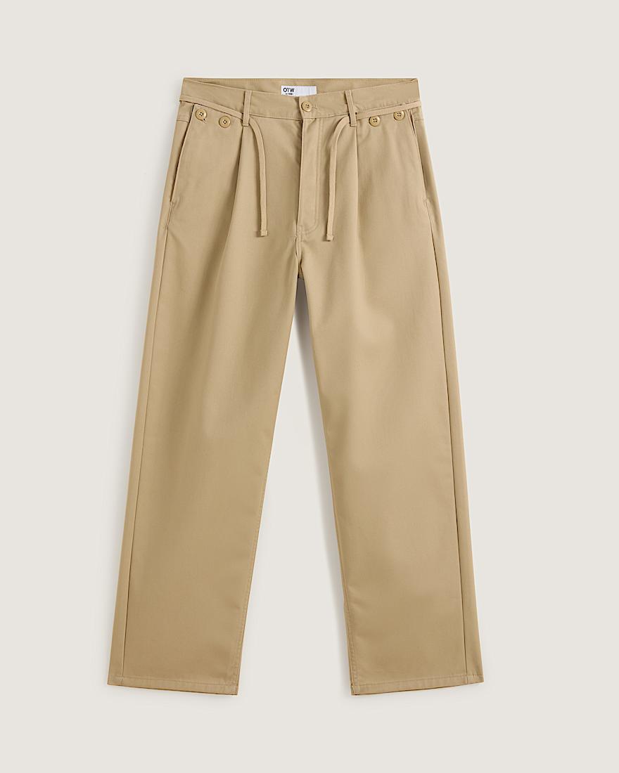 【新品未使用】ohotoro Chic Stripe Pants beige Women's 4‐Way Stretch Wide Leg Chino Trousers | MUJI