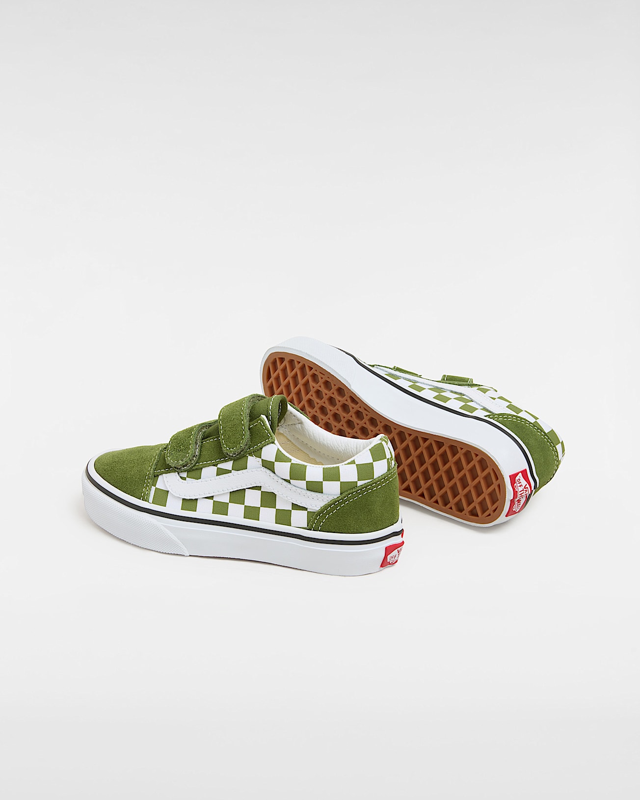 Kids Old Skool Hook And Loop Shoes 48 Years VANS Green ALT2