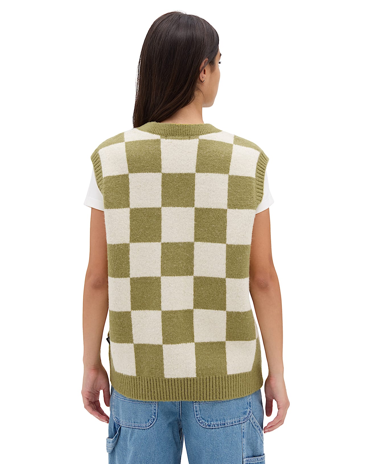 Courtyard Checker Sweater Vest VANS Green ALT2