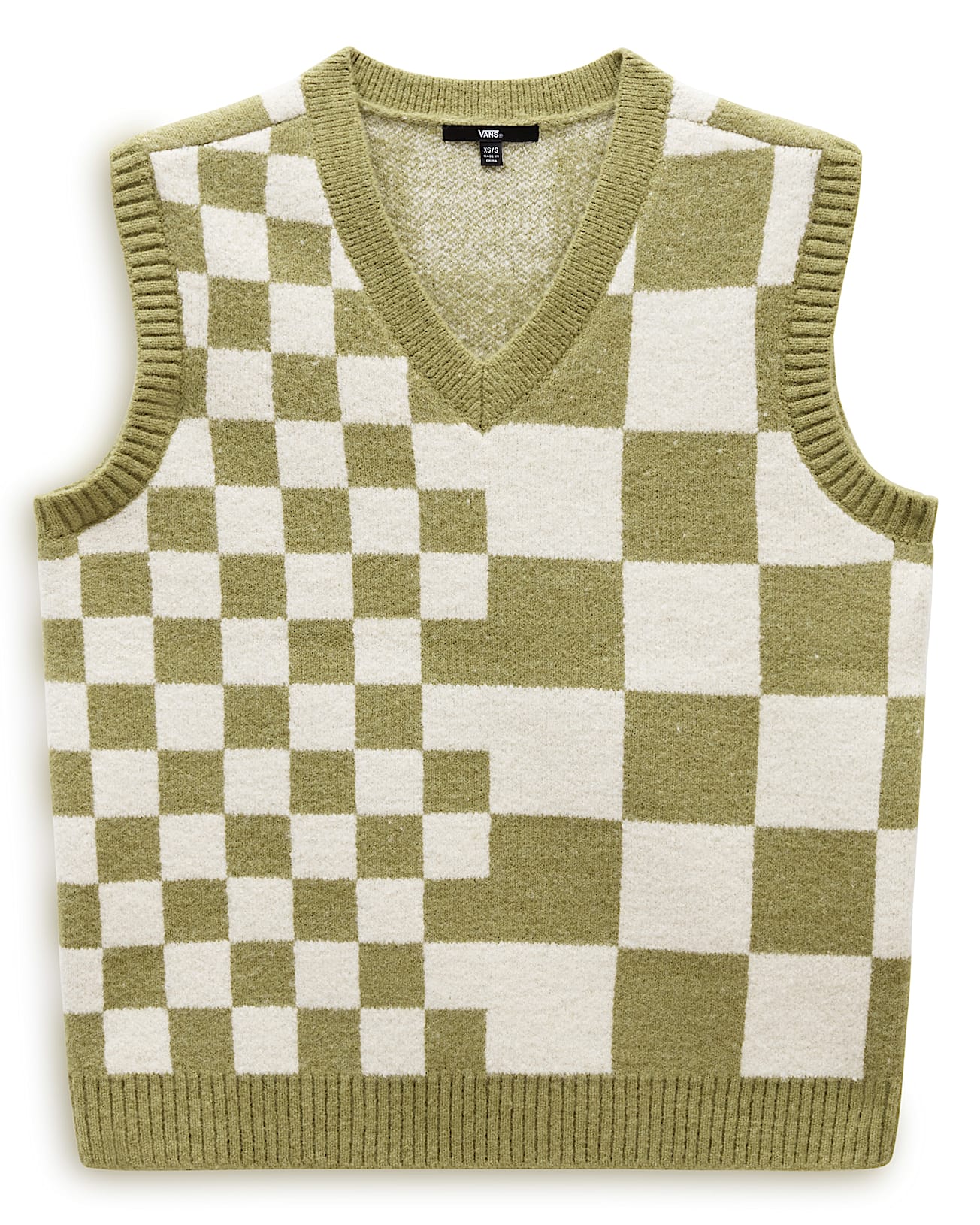 Courtyard Checker Sweater Vest VANS Green ALT9