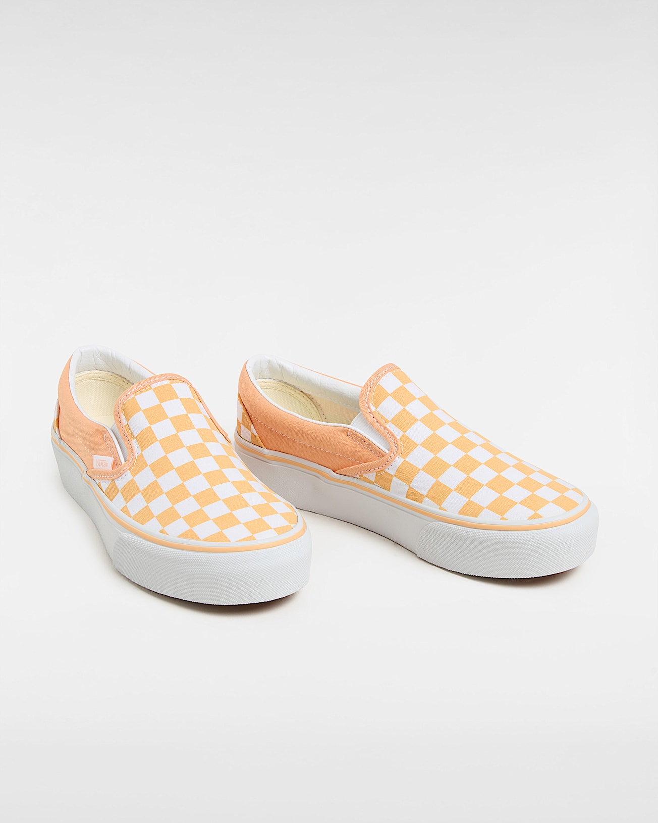Checkerboard Classic SlipOn Platform Shoes VANS Orange ALT1