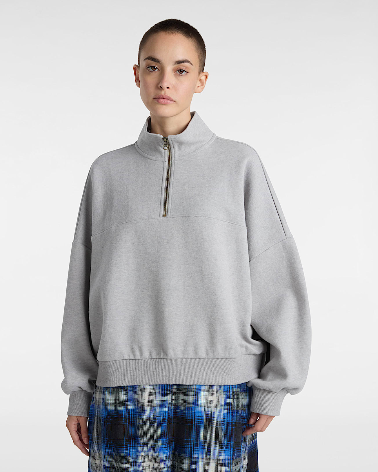 Elevated Double Knit Loose Mock Neck Sweatshirt - 3