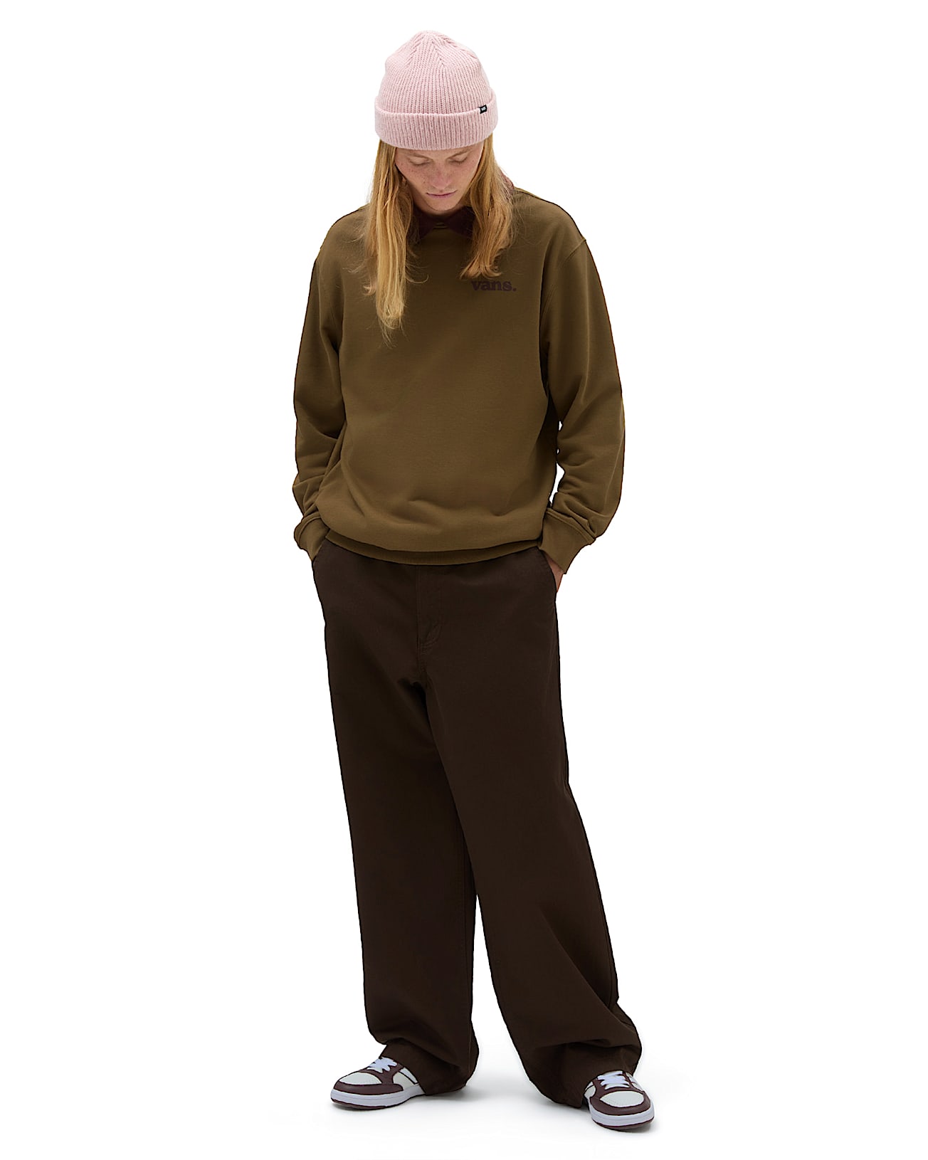Lowered Collar Crew Sweatshirt VANS Brown ALT1