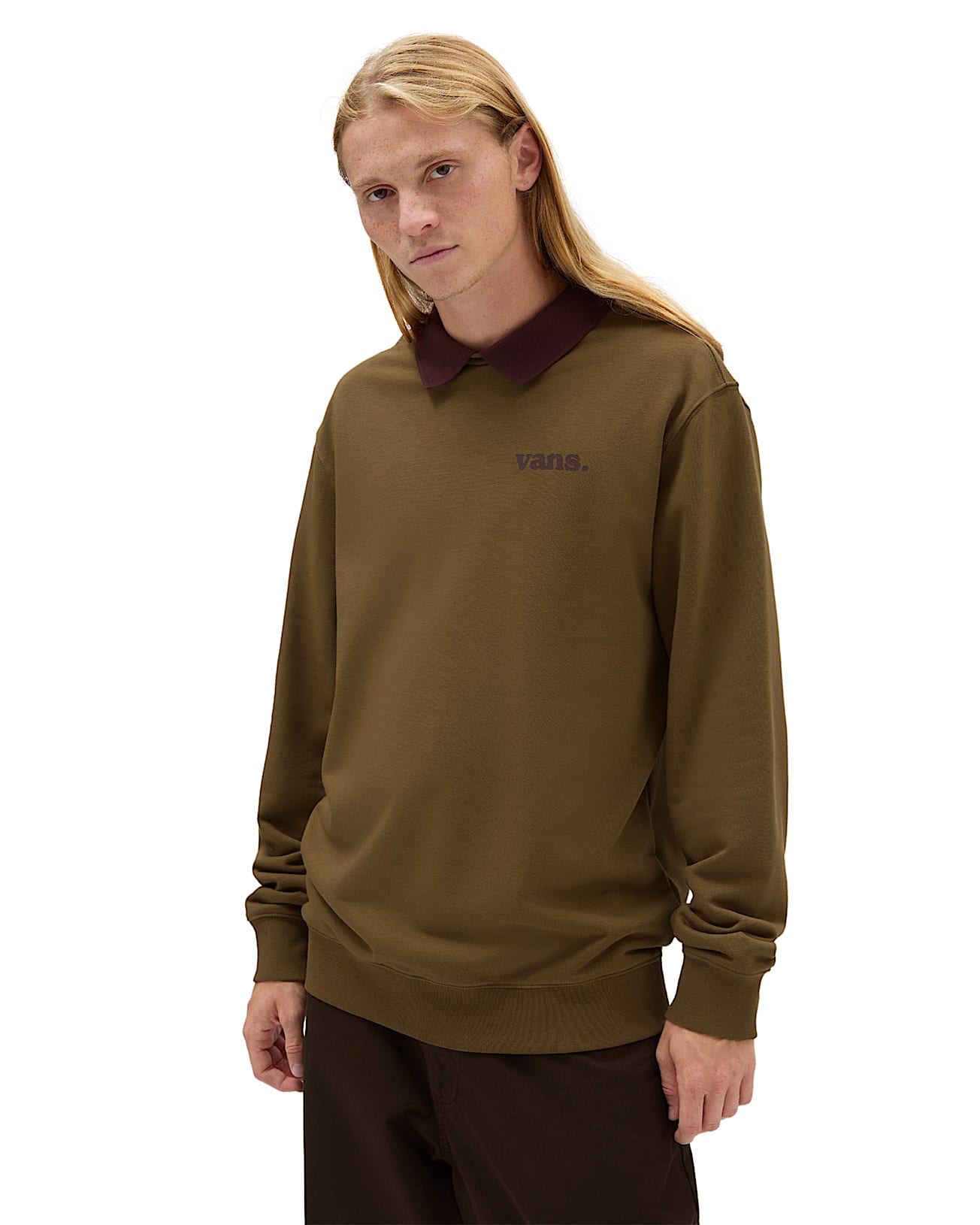 Lowered Collar Crew Sweatshirt VANS Brown HERO