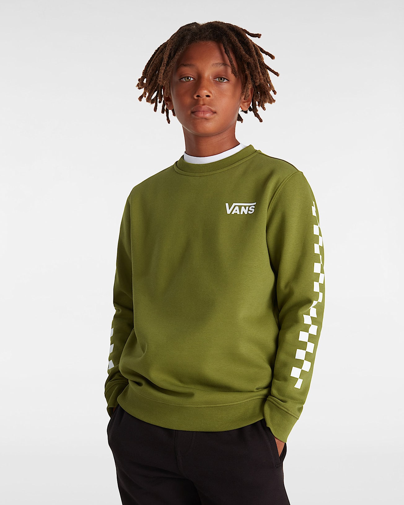 Sudadera de cuello redondo Exposition Check II de nios 814 aos VANS Verde ALT2